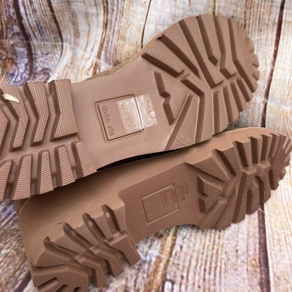 Dolce Vita Lug Sole Chelsea Boot Brown Size 9 Ankle Round Toe Riele - Picture 8 of 9